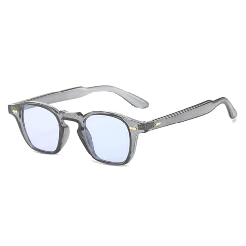 QGGNMGT Punk-Nieten-Sonnenbrille für Damen, modisch, blau-violett, UV400, Herren, trendiger Farbverlauf (grau-blau) von QGGNMGT