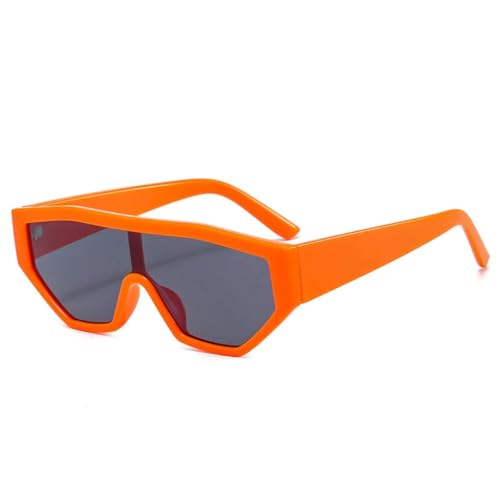 QGGNMGT Retro Bunte Einteilige Cat Eye Damen Sonnenbrille Mode Farbverlauf Brillen Herren Grün Lila Shades UV400 (Orange Grau) von QGGNMGT