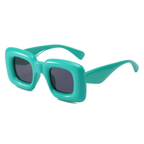 QGGNMGT Retro Candy Color Damen Luxus Sonnenbrille Mode Einzigartige breite Beine Herren Punk Trend UV400 (Grün Grau) von QGGNMGT