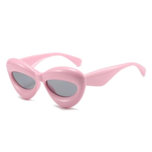 QGGNMGT Retro Candy Color Damen Luxus Sonnenbrille Mode Einzigartige breite Beine Herren Punk Trend UV400 (Rosa Grau) von QGGNMGT