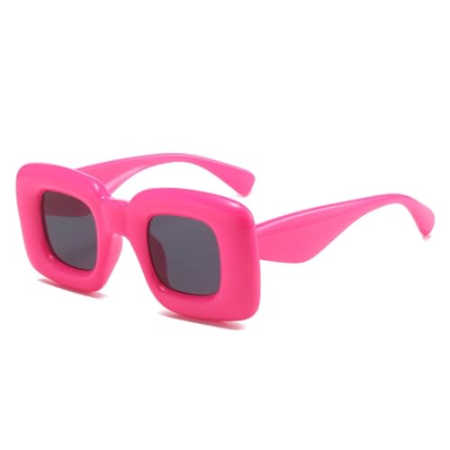 QGGNMGT Retro Candy Color Damen Luxus Sonnenbrille Mode Einzigartige breite Beine Herren Punk Trend UV400 (Rosa Rosa Grau) von QGGNMGT