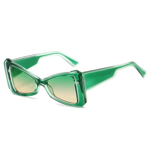 QGGNMGT Retro Cat Eye Candy Color Sonnenbrille Damen Mode Farbverlauf Sonnenbrille UV400 Herren (Grüner Grüntee) von QGGNMGT