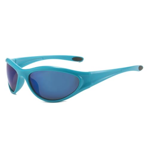 QGGNMGT Retro Cat Eye Damen Sonnenbrille Mode Bunte Farbverlauf Spiegelbrille UV400 Herren Outdoor Sports Punk (Blau Blau Spiegel) von QGGNMGT
