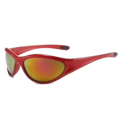 QGGNMGT Retro Cat Eye Damen Sonnenbrille Mode Bunte Farbverlauf Spiegelbrille UV400 Herren Outdoor Sports Punk (Roter roter Spiegel) von QGGNMGT