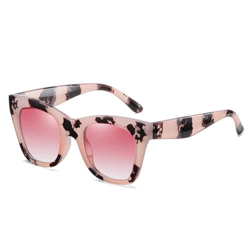 QGGNMGT Retro Cat Eye Sonnenbrille Damen Mode Nieten Dekoration Shades UV400 Herren Farbverlauf (Pink Bernstein Pink) von QGGNMGT