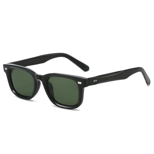 QGGNMGT Retro Damen Nieten Sonnenbrille Mode Dunkelgrüne Farbtöne UV400 (Schwarz Dunkelgrün) von QGGNMGT
