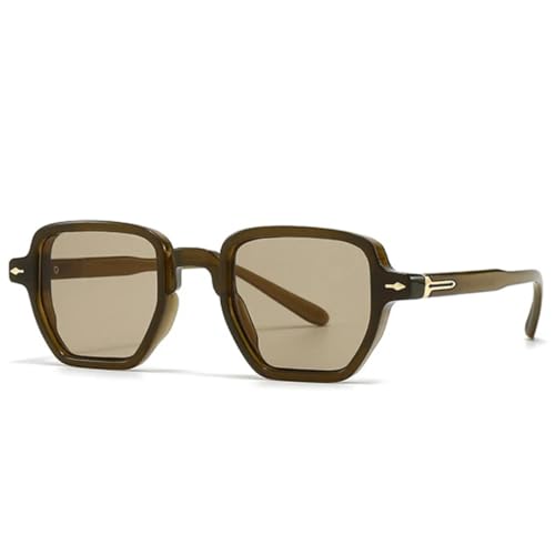 QGGNMGT Retro Damen Sonnenbrille Mode Nieten Punk Herren Dunkelgrün Sonnenbrille Shades UV400 (Olivgrün) von QGGNMGT