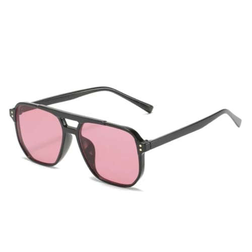 QGGNMGT Retro Doppelsteg Damen Sonnenbrille Mode Blau Orange Farbverlauf Sonnenbrille UV400 Herren (Schwarz Lila Rot) von QGGNMGT
