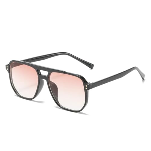 QGGNMGT Retro Doppelsteg Damen Sonnenbrille Mode Blau Orange Farbverlauf Sonnenbrille UV400 Herren (Schwarz Rot Farbverlauf) von QGGNMGT