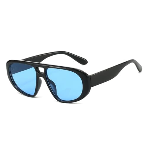 QGGNMGT Retro Doppelsteg Sonnenbrille Damen Shades UV400 Mode Rot Blau Herren Trendy Punk (Schwarz Blau) von QGGNMGT