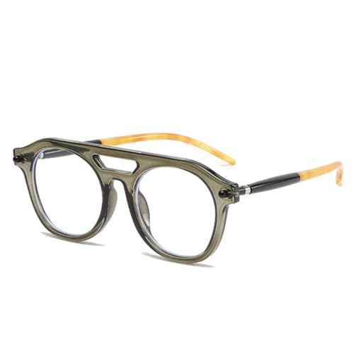 QGGNMGT Retro Doppelstege Herren Nieten Sonnenbrille Mode Klare Farbverlaufstöne UV400 Damen Punk (Grau klar) von QGGNMGT