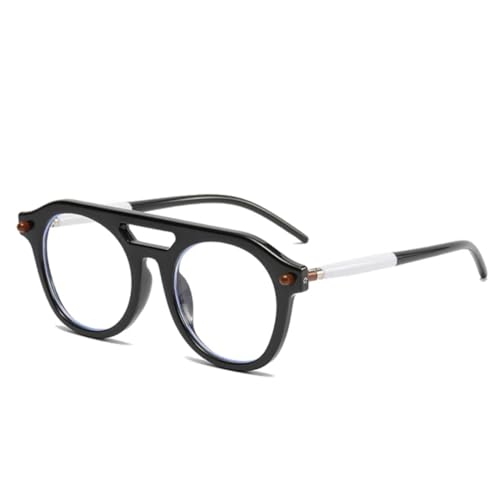 QGGNMGT Retro Doppelstege Herren Nieten Sonnenbrille Mode Klare Farbverlaufstöne UV400 Damen Punk (Schwarz klar) von QGGNMGT