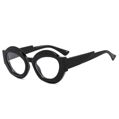 QGGNMGT Retro Einzigartige zweifarbige ovale Sonnenbrille Damenmode Klare Farbverlaufstöne UV400 Herren Punk Leopard (Schwarz klar) von QGGNMGT