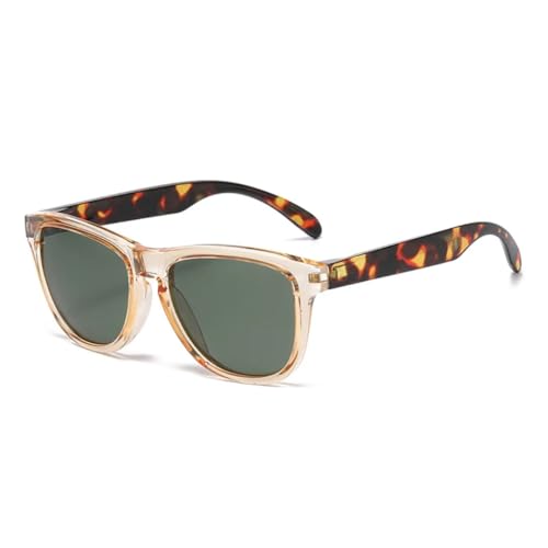 QGGNMGT Retro Herren Outdoor Sonnenbrillen Shades UV400 Mode Trendy Gradient Mirror Damen Reisen (Champagner Dunkelgrün) von QGGNMGT