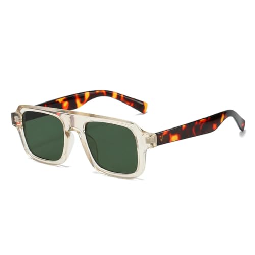 QGGNMGT Retro Herren Sonnenbrille Mode Klar Rot Blau Shades UV400 Damen Punk (Champagner Dunkelgrün) von QGGNMGT