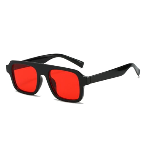 QGGNMGT Retro Herren Sonnenbrille Mode Klar Rot Blau Shades Uv400 Damen Punk (Schwarz Rot) von QGGNMGT