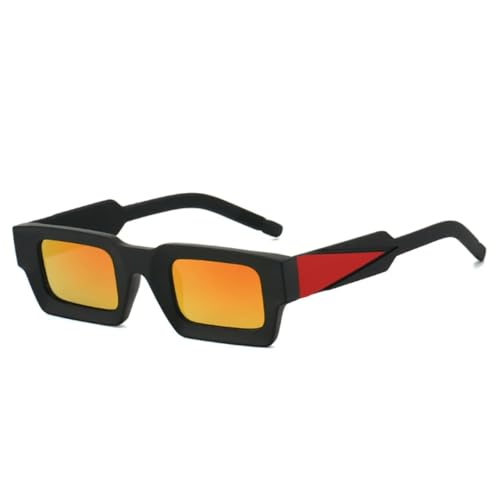 QGGNMGT Retro Herren Trend Outdoor Sports Sonnenbrillen Mode Gradient Mirror Shades UV400 Damen Doppelfarbe (Schwarz Rot Spiegel) von QGGNMGT