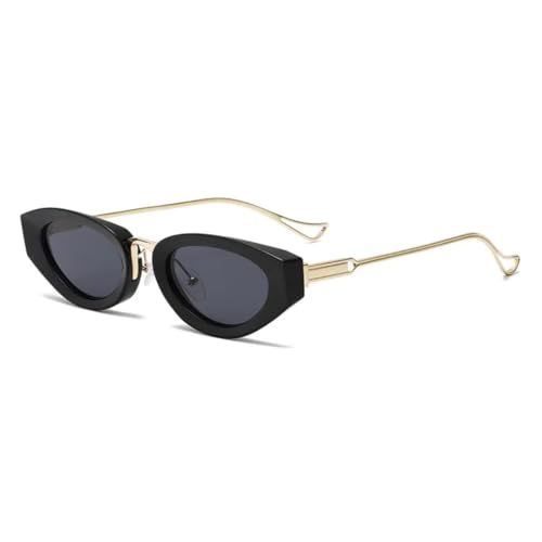 QGGNMGT Retro Kleine Cat Eye Damen Sonnenbrille Fashion Gradient Shades UV400 Herren Gelb (Schwarz Grau) von QGGNMGT