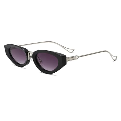 QGGNMGT Retro Kleine Cat Eye Damen Sonnenbrille Fashion Gradient Shades UV400 Herren Gelb (Schwarz Grau Farbverlauf) von QGGNMGT