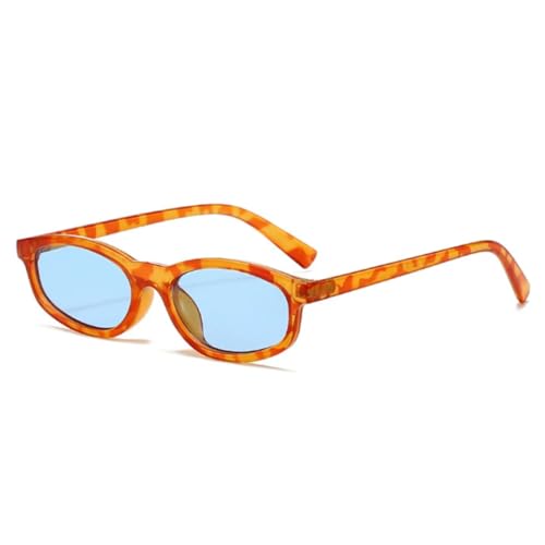 QGGNMGT Retro Kleine Cat Eye Sonnenbrille Damen Shades UV400 Mode Blau Grün Herren Trendy (Bernsteinblau) von QGGNMGT