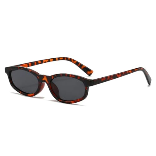 QGGNMGT Retro Kleine Cat Eye Sonnenbrille Damen Shades UV400 Mode Blau Grün Herren Trendy (Leopardengrau) von QGGNMGT