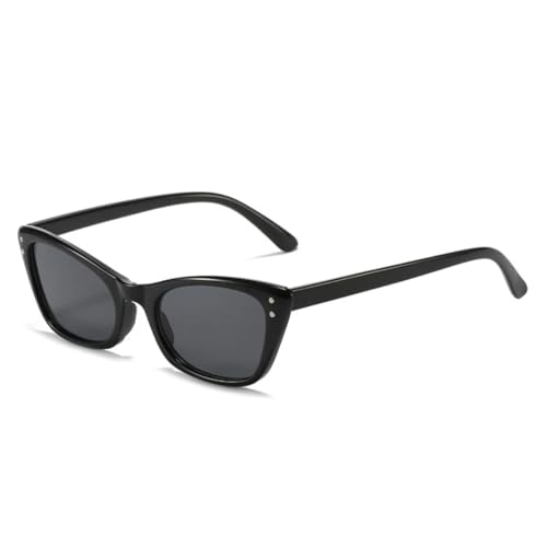 QGGNMGT Retro Kleine Cat-Eye-Sonnenbrille Damenmode Clear Ocean Gradient Lens Shades UV400 Herren Nieten (Schwarz Grau) von QGGNMGT