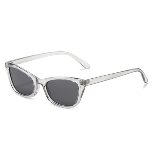 QGGNMGT Retro Kleine Cat Eye Sonnenbrille Damenmode Klare Ozean Farbverlaufsgläser Sonnenbrille UV400 Herren Nieten (Grau Grau) von QGGNMGT