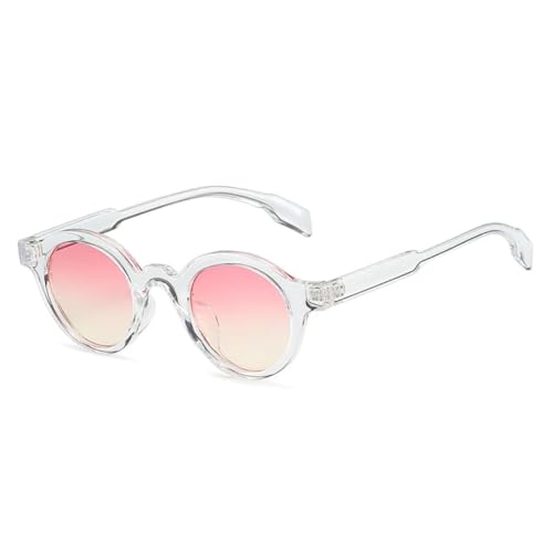 QGGNMGT Retro Kleine Runde Damen Sonnenbrille Mode Farbverlauf Sonnenbrille UV400 Punk Herren Gelb Grün (Klar Rosa Gelb) von QGGNMGT