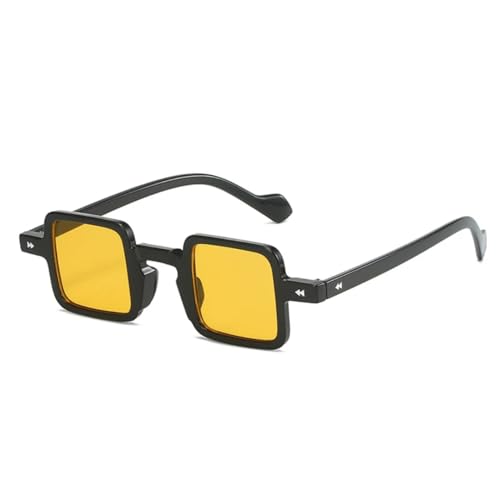 QGGNMGT Retro Kleine Sonnenbrille Damen Klare Bonbonfarbene Gläser Trendy Herren Farbverlaufsbrille UV400 (Schwarz Gelb) von QGGNMGT