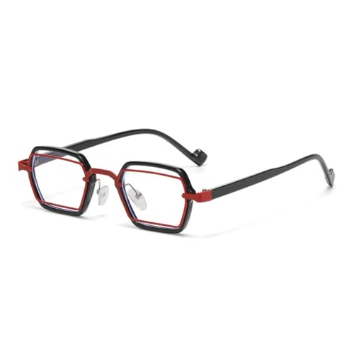 QGGNMGT Retro Kleine Sonnenbrille Damen Shades Uv400 Mode Klare Linse Herren Rahmen (Schwarz Rot Klar) von QGGNMGT