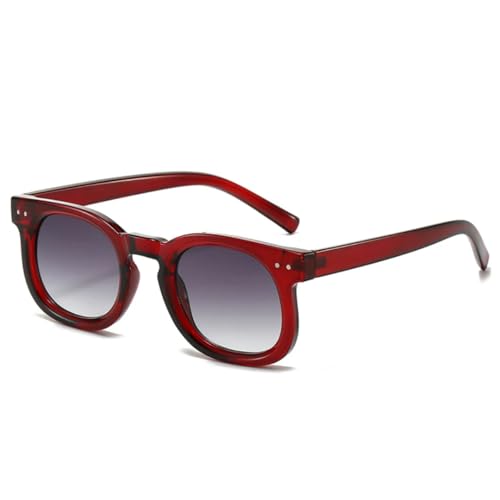 QGGNMGT Retro Kleine Sonnenbrille Damenmode Klare Farbverlaufs-Sonnenbrille UV400 Herren Nieten Trendy Punk Blue Tea (Rot-Grau-Farbverlauf) von QGGNMGT