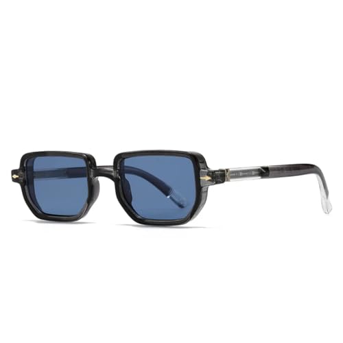 QGGNMGT Retro Nieten Herren Sonnenbrille Farbverlauf UV400 Mode Damen Luxus (Dunkelgrau Blau) von QGGNMGT