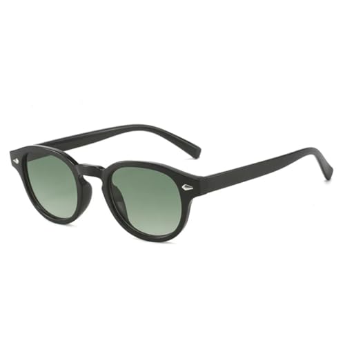 QGGNMGT Retro Oval Herren Nieten Sonnenbrille Mode Klar Ozean Verlaufsgläser Brillen UV400 Damen Trend Gelb Blau (Schwarz Grün Verlauf) von QGGNMGT