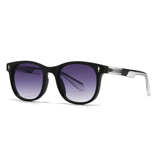QGGNMGT Retro Oval Punk Damen Luxus Sonnenbrille Mode Nieten Herren Farbverlauf UV400 (Schwarz Grau Farbverlauf) von QGGNMGT