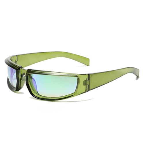 QGGNMGT Retro Punk Damen Sonnenbrille Mode Bunte Spiegel Shades Uv400 Brillen Herren Outdoor Sport Fahrbrille (Grün Grün Spiegel) von QGGNMGT