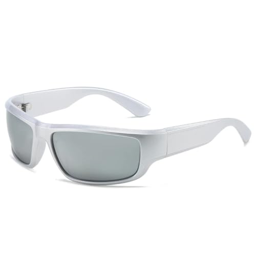 QGGNMGT Retro Punk Herren Outdoor Sportbrillen Shades UV400 Sonnenbrille Damenmode Clear Ocean Mirror (Silber Silber Spiegel) von QGGNMGT
