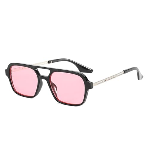 QGGNMGT Retro Rechteckige Sonnenbrille Damenmode Candy Color Lens Brillen Herren Outdoor Driving Shades UV400 (Schwarz Pink) von QGGNMGT