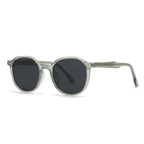 QGGNMGT Retro Runde Damen Luxus Sonnenbrille Mode Nieten Herren Sonnenbrille Shades UV400 (Grün Grau) von QGGNMGT