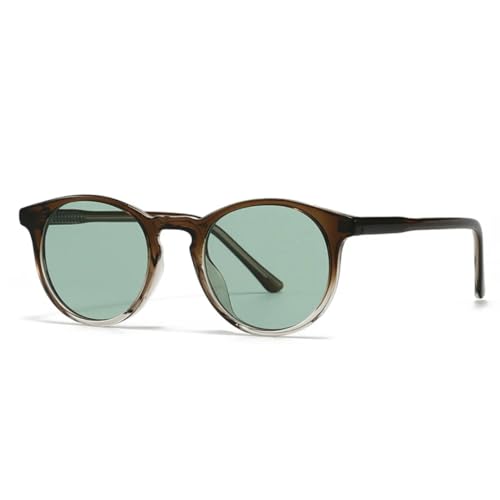 QGGNMGT Retro Runde Punk Sonnenbrille Damen Shades UV400 (Braun Klar Grün) von QGGNMGT