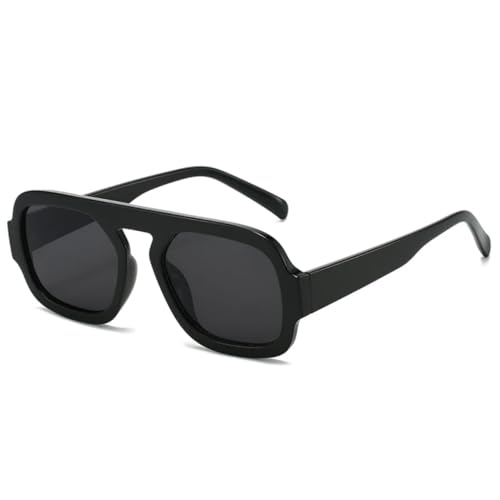 QGGNMGT Retro Sonnenbrille Damen Mode Farbverlauf Sonnenbrille UV400 Herren Punk Blau Grün (Schwarz Grau) von QGGNMGT