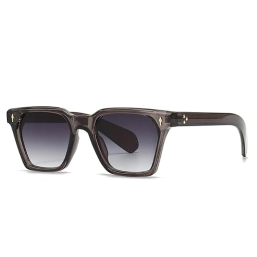 QGGNMGT Retro-Sonnenbrille für Damen, Nieten, Farbverlauf, UV400, Retro-Punk-Sonnenbrille für Herren (grau, grauer Farbverlauf) von QGGNMGT