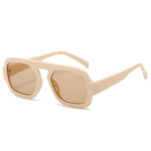 QGGNMGT Retro-Sonnenbrille für Damen, modisch, Farbverlauf, UV400, für Herren, Punk, Blaugrün (Beige, Champagner) von QGGNMGT