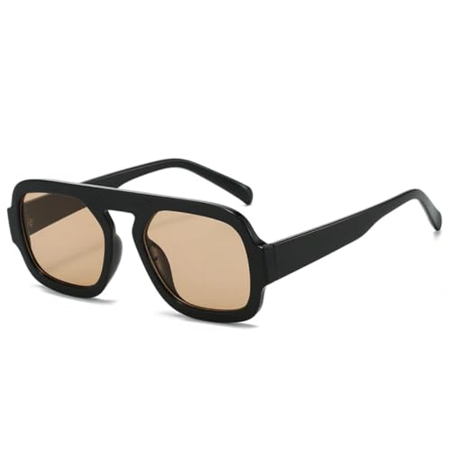 QGGNMGT Retro-Sonnenbrille für Damen, modisch, Farbverlauf, UV400, für Herren, Punk, Blaugrün (Schwarz-Champagner) von QGGNMGT