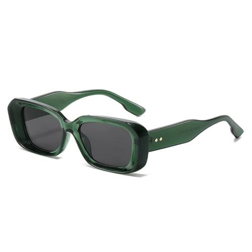 QGGNMGT Retro-Sonnenbrille für Herren, modisch, Farbverlauf, UV400, für Damen, trendige Nieten, Grün/Pink (Dunkelgrün/Grau) von QGGNMGT