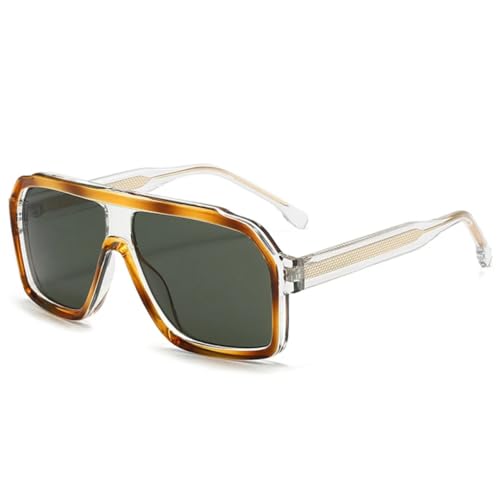 QGGNMGT Retro-Sonnenbrille für Herren, modisch, mit Farbverlauf, für Damen, Luxus-Sonnenbrille, UV400, fürs Autofahren im Freien (Bernstein, Dunkelgrün) von QGGNMGT