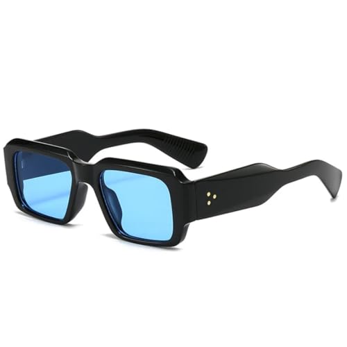 QGGNMGT Retro-Sonnenbrille in Bonbonfarben, Damenmode, Nieten, breite Beine, Brillen für Herren, trendige Punk-Sonnenbrille, UV400 (Schwarzblau) von QGGNMGT
