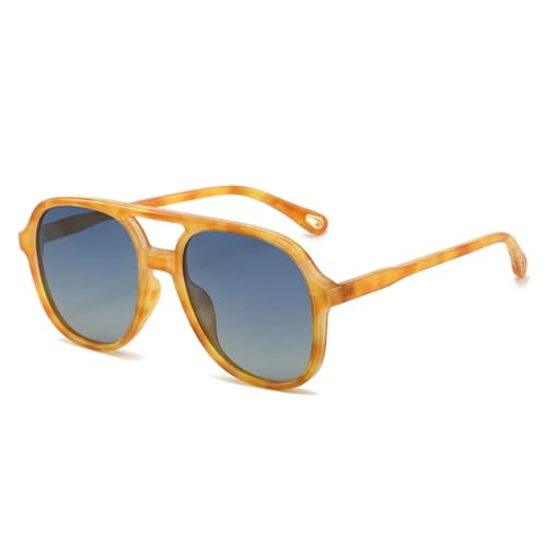 QGGNMGT Retro-Sonnenbrille mit Doppelsteg für Herren, klassisch, für Damen, Farbverlauf, UV400, trendig, fürs Autofahren (Bernsteinblau-Farbverlauf) von QGGNMGT