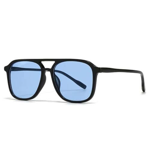 QGGNMGT Retro-Sonnenbrille mit Doppelsteg für Herren, modisch, blaugrün, UV400, Damen, trendiger Farbverlauf (schwarzblau) von QGGNMGT