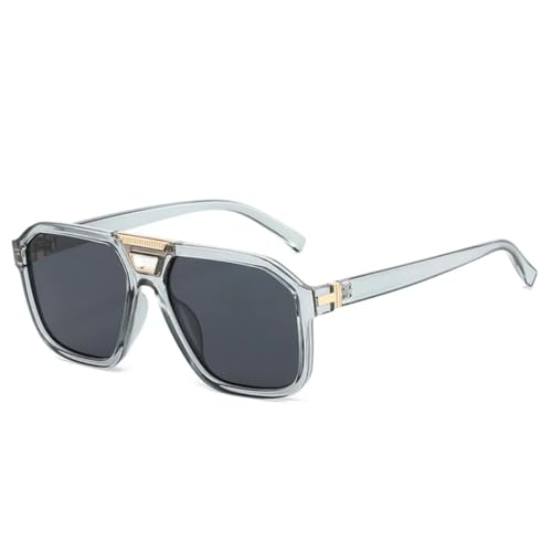 QGGNMGT Retro-Sonnenbrille mit Doppelsteg für Herren, modische Farbverlaufs-Sonnenbrille, UV400, trendige Damen-Sonnenbrille (grau) von QGGNMGT