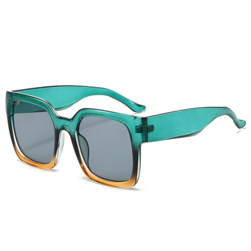 QGGNMGT Retro-Sonnenbrille mit Farbverlauf, Damenmode, Rot-Orange-Töne, UV400 (Grün-Hellgrau) von QGGNMGT